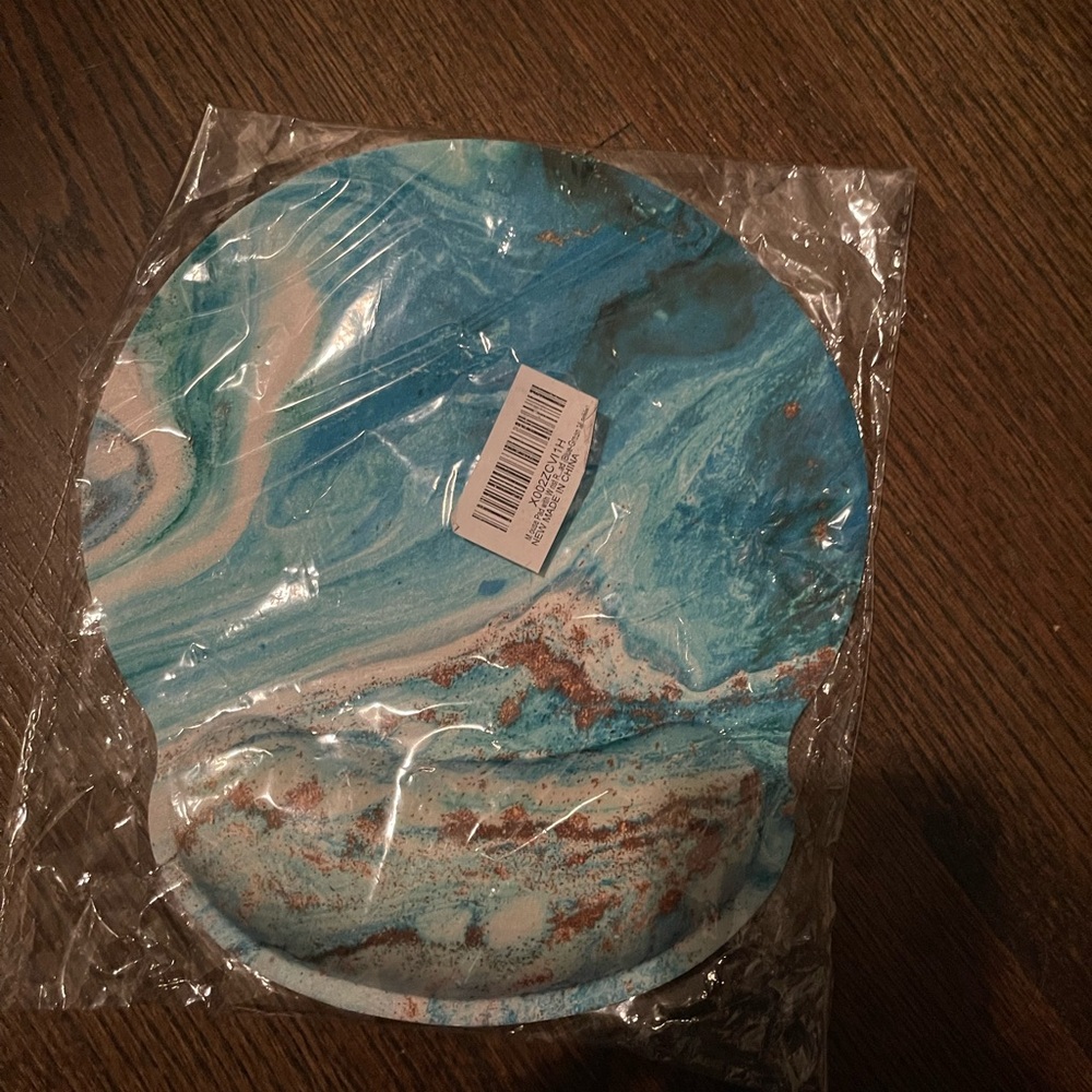 Abstract Blue and White Art Ocean Mouse Pas with Gel Wrist Support